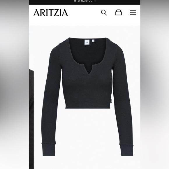 Aritzia - TNA Waffle Scoopneck Longsleeve in White, Size S - Picture 2 of 9